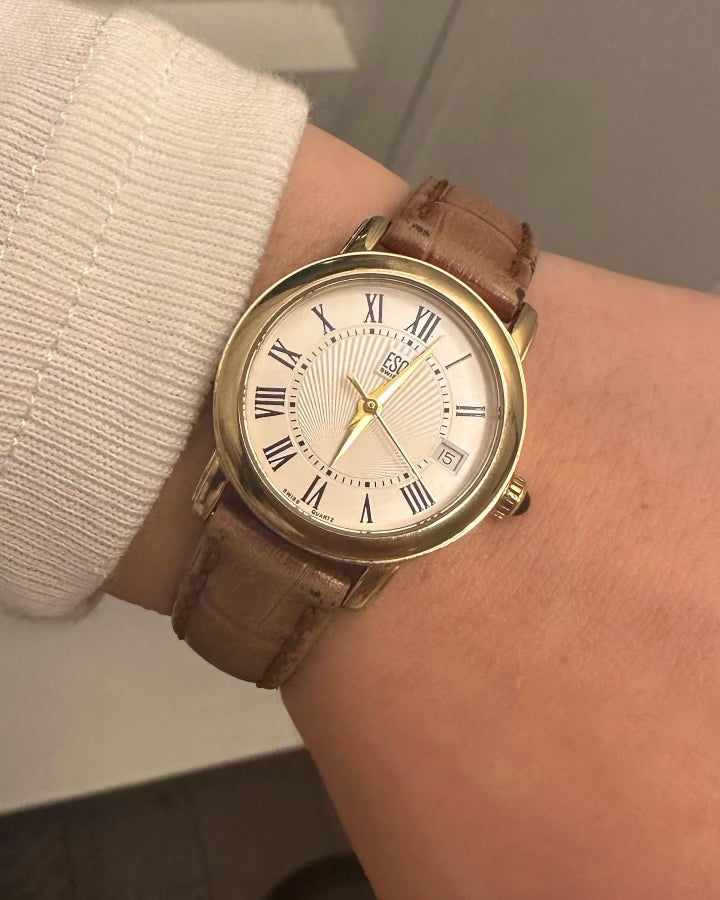 Vintage ESQ - Gold, Brown Leather