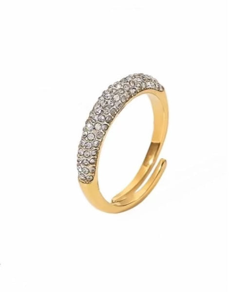 Sculpture Studded Staple Ring