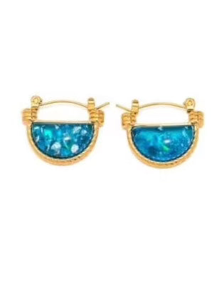 Blue Grotto Opal Earrings